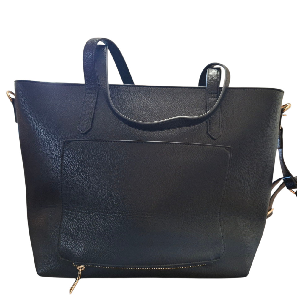 EUC Poppy & Peonies Go Getter Tote in Black Travel Bag Large Zip Top - Picture 6 of 7